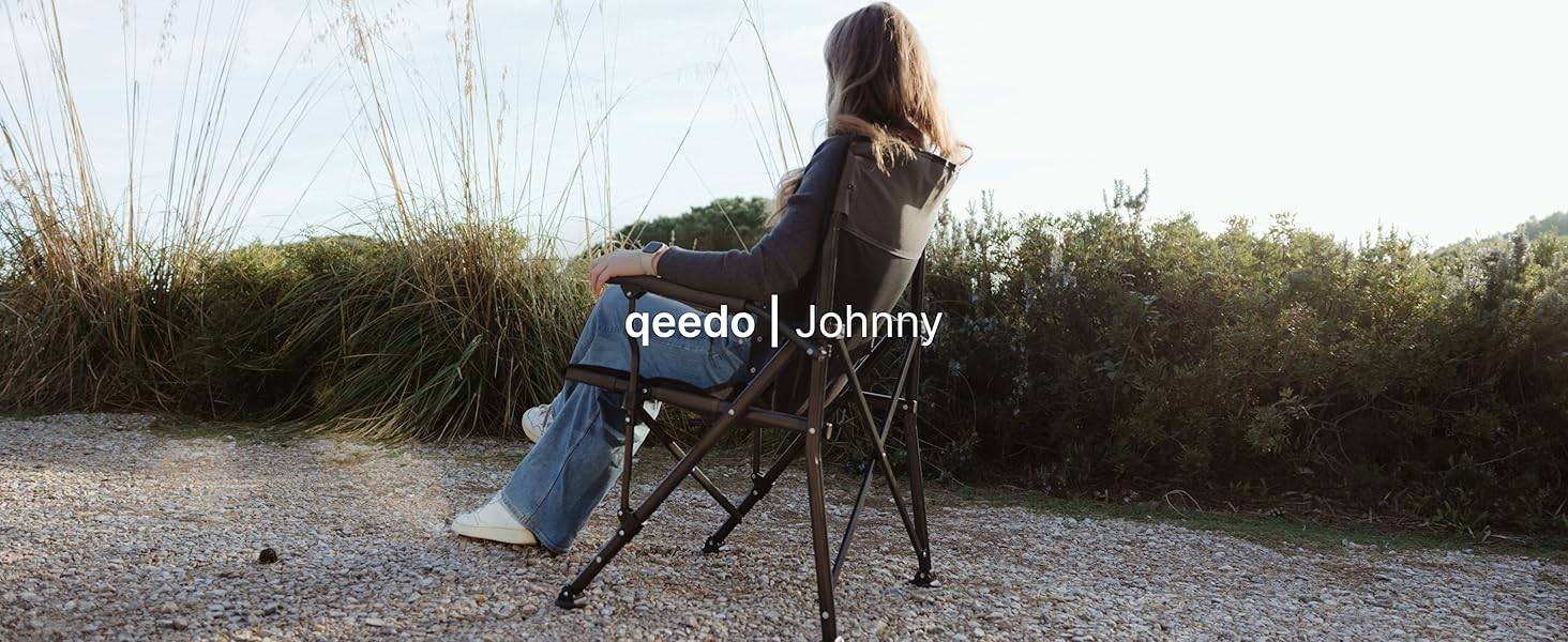 Крісло для кемпінгу Qeedo Johnny XL, 150 кг, сірий, з підстаканником