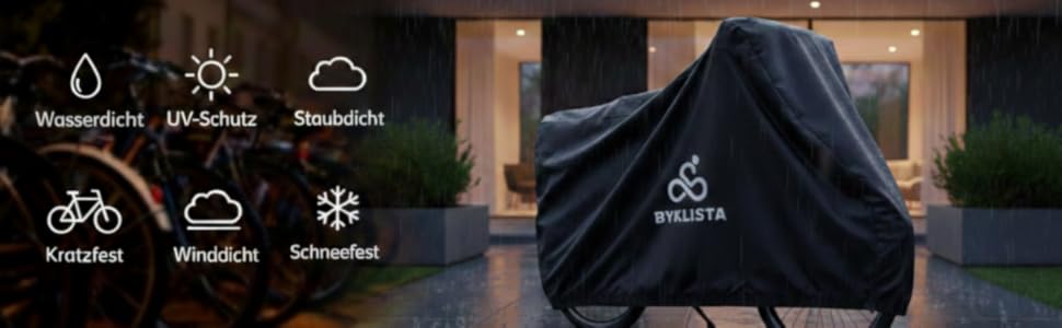 Водонепроникний чохол для велосипеда та електровелосипеда BYKLISTA з тканини Оксфорд, стійкий до розривів та UV-випромінювання