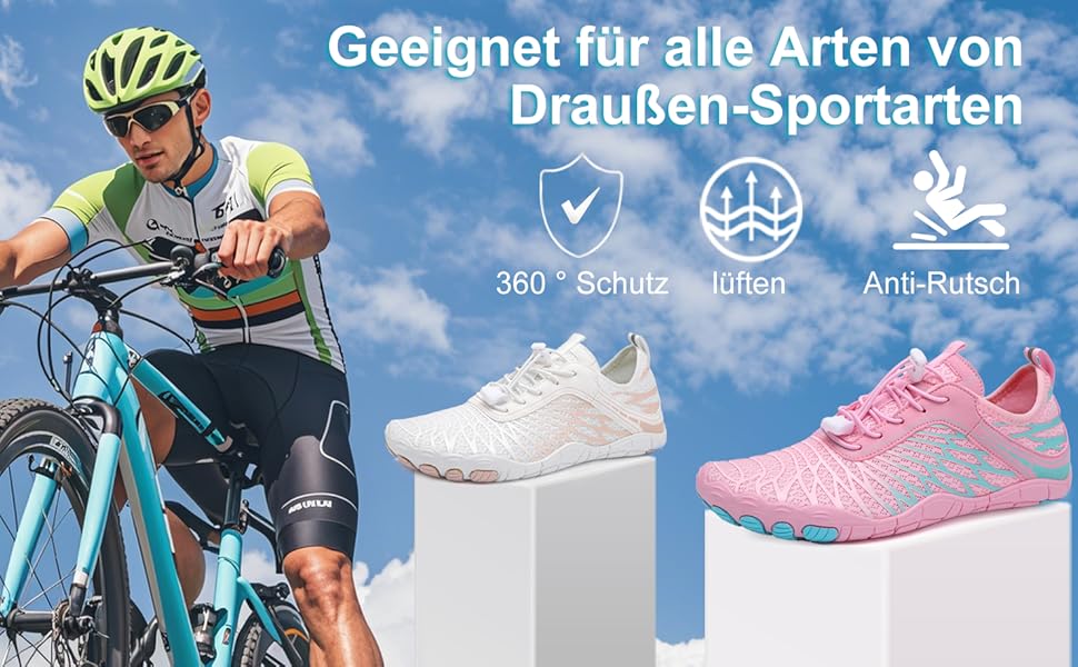 Чоловічі та жіночі аквашузи для плавання та відпочинку на пляжі. Легкі, дихаючі, з неслизькою підошвою. Розмір 40 EU, білі.