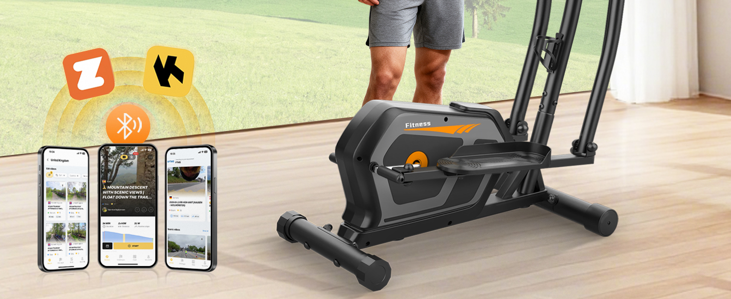 Еліптичний тренажер Crosstrainer 3-в-1 з LCD-монітором та регулюванням навантаження до 287 кг (Оранжевий + Чорний)