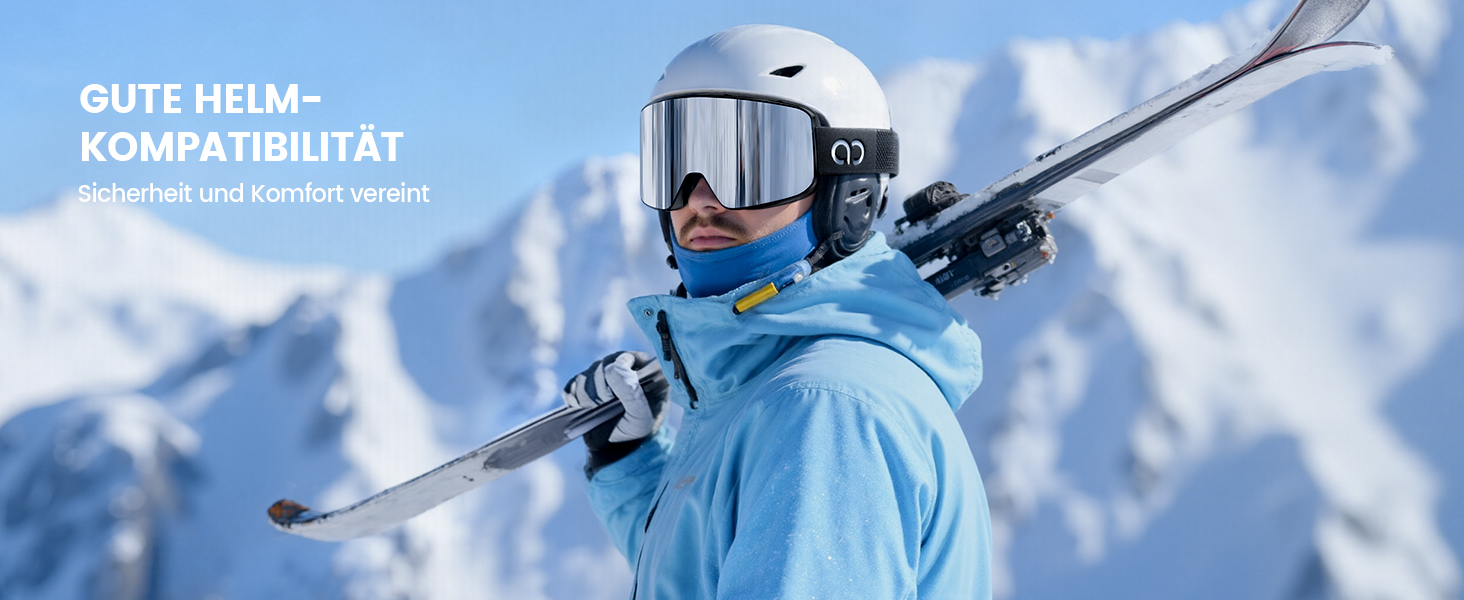 Ламiкалл Скi-окуляри для жінок, сноуборд окуляри для чоловіків - [Патентна антизапаржувальна технологія] Дзеркальні скі-окуляри для носіїв окулярів, захисні окуляри для сноуборду Ultra HD, снігові окуляри UV400 з захистом від відблисків - чорна рамка - сріблясте скло (VLT: 8%)