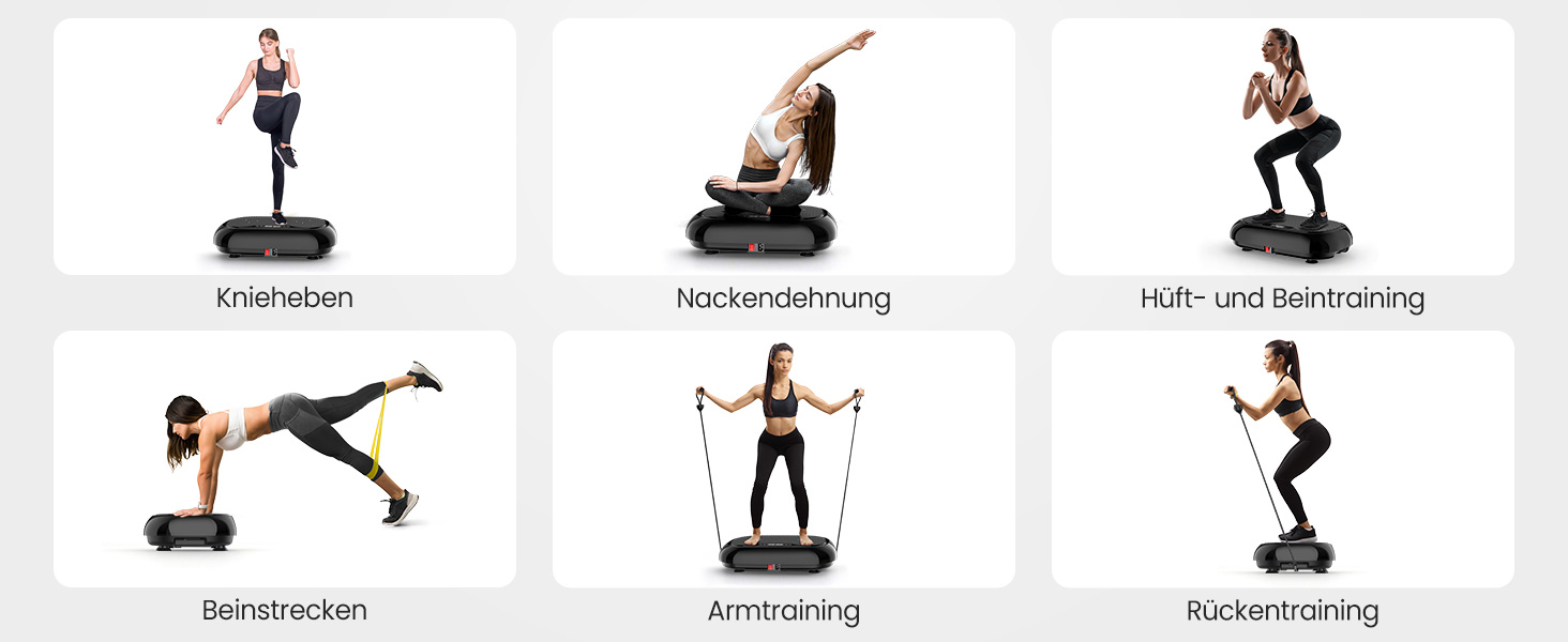 Вібраційна платформа для дому Sport з 9 режимами, 120 інтенсивностей, 4 еластичними гумками, до 150 кг, Bluetooth, пульт ДУ - для домашніх тренувань