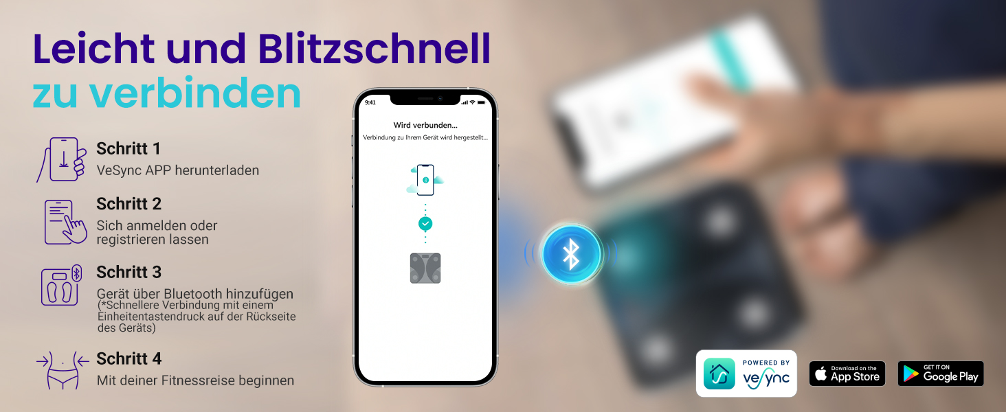 Електрична вага Etekcity для вимірювання складу тіла (180 кг, 13 показників, Bluetooth, APP)