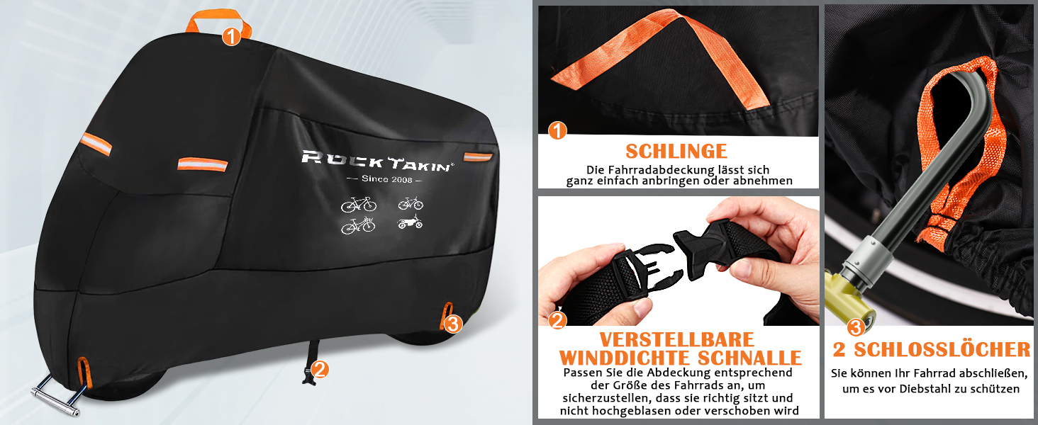 Водонепроникний чохол для велосипеда на 1 велосипед, 300D Oxford, захист від дощу, пилу, УФ-випромінювання та вітру, з світловідбиваючими смугами, сумка для зберігання