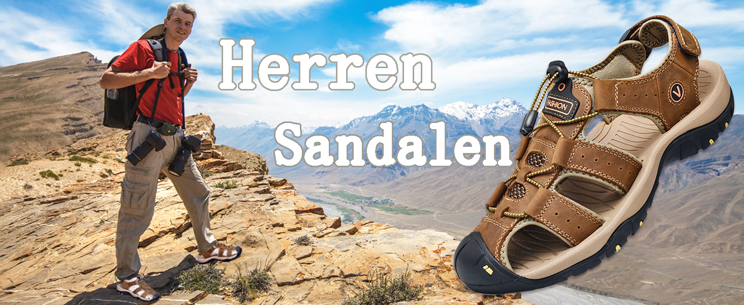 Чоловічі сандалі з натуральної шкіри для пляжу, піших прогулянок та туризму. Легкі, дихаючі сандалі для активного відпочинку та риболовлі. Розмір 43 EU, колір коричневий.