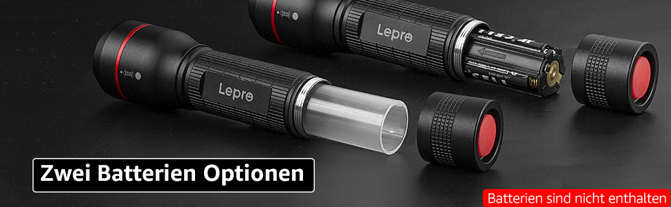 LED ліхтарик Lepro LE2000: 5 режимів, Zoom, водонепроникний, для кемпінгу, риболовлі, туризму, подарунок (2 шт.)