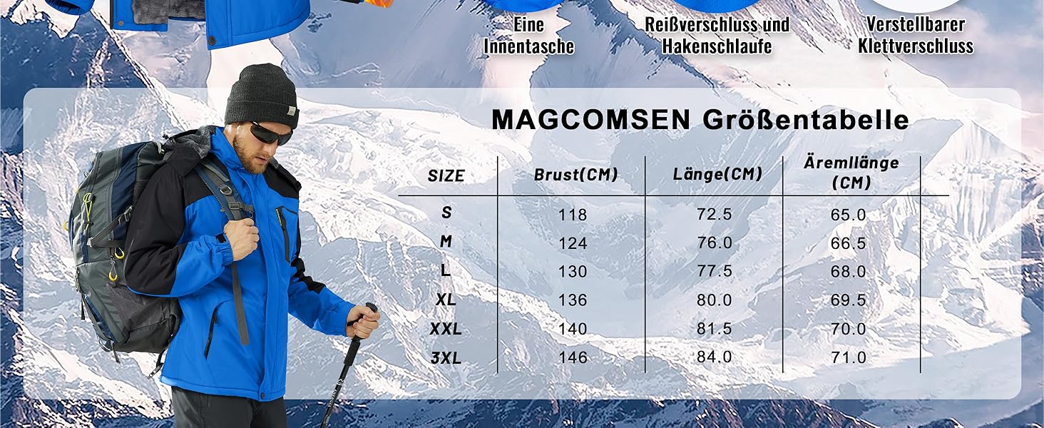 Чоловіча зимова куртка MAGCOMSEN з флісовою підкладкою, водонепроникна та вітронепроникна, тепла софтшел куртка для активного відпочинку з капюшоном, чорний/сірий колір