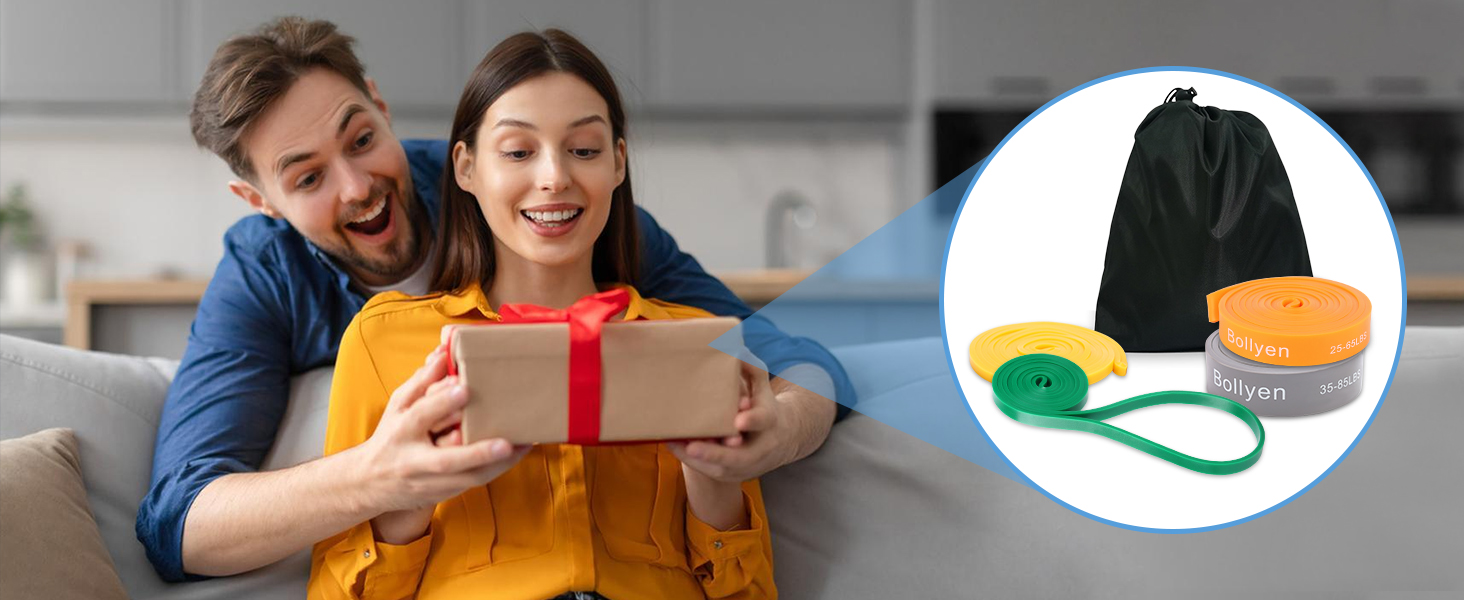 Набір еластичних стрічок для фітнесу: 9 шт. для силових тренувань, йоги та розтяжки вдома – включає тренувальний банд, турнік-стрічку, постер та сумку