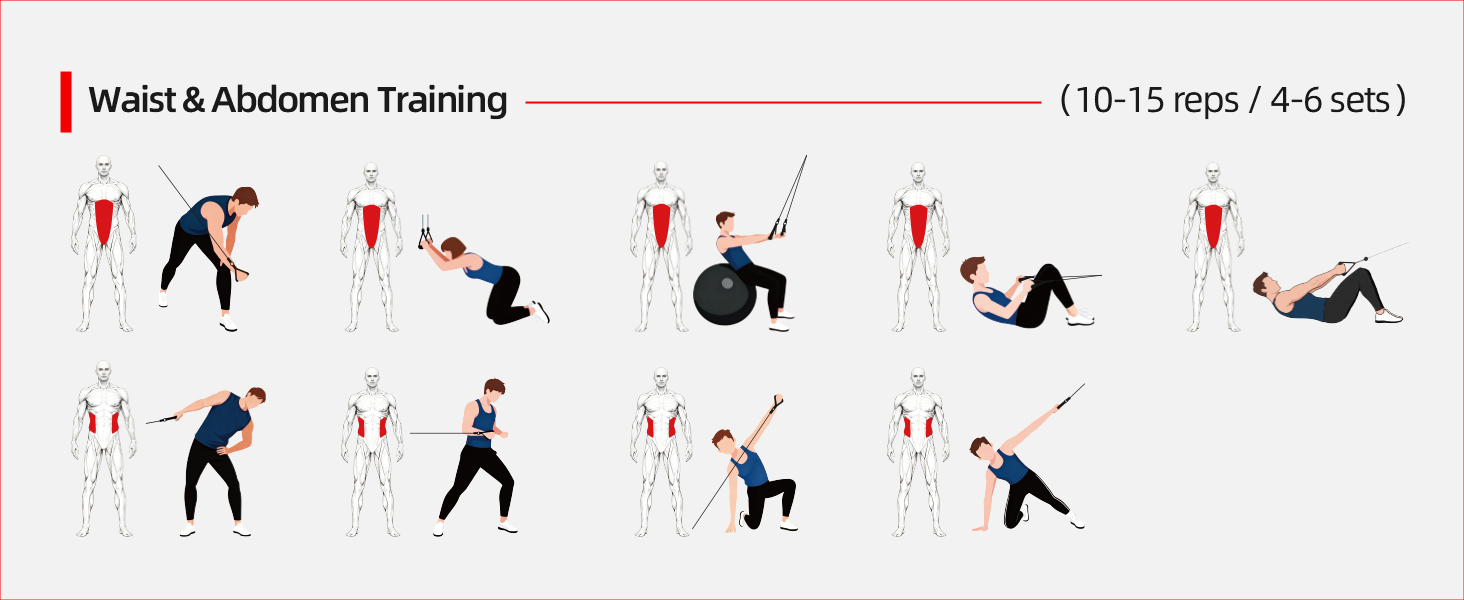 Набір еластичних стрічок Abahub для фітнесу: повне обладнання для тренувань вдома (100LB)