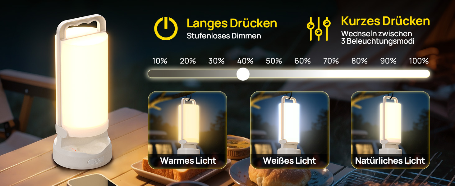 Сонячна кемпінгова лампа Eventek 8000mAh з LED, 3 режими, сенсорне керування, IPX5, для кемпінгу, подорожей та надзвичайних ситуацій