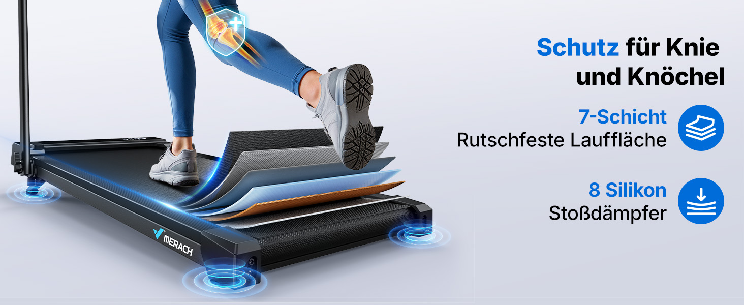 MERACH Walking Pad - біговий доріжки 3-в-1 для дому та офісу, регулювання нахилу 0-6%, швидкість 0-12 км/год, тиха робота 45dB, LED дисплей