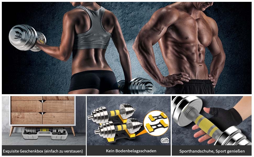 Регульований набір гантелей PHOEROS 20/30/40 KG: 3-в-1 (гантелі, штанга, гиря), сталеві гантелі для фітнесу вдома, для жінок та чоловіків, 20 KG