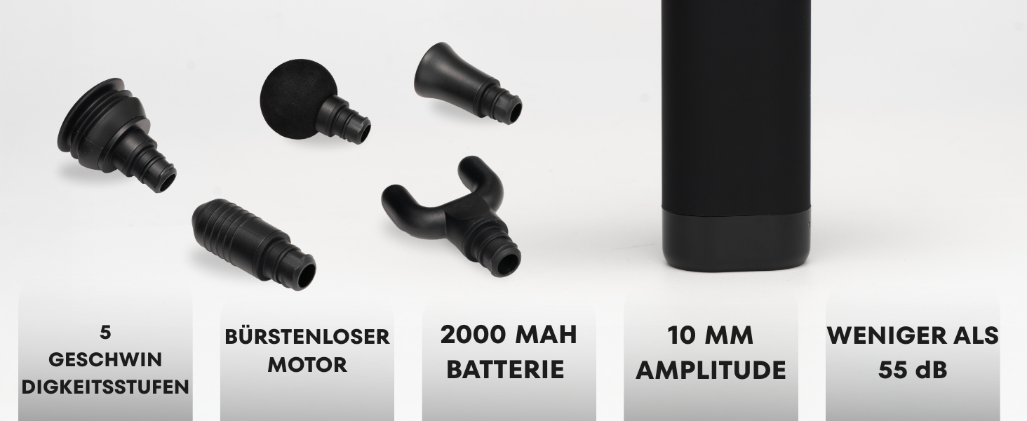 Професійний масажер для м'язів BG-Core: тиснення 10 мм, 5 насадок, 5 швидкостей, для спорту та зняття болю