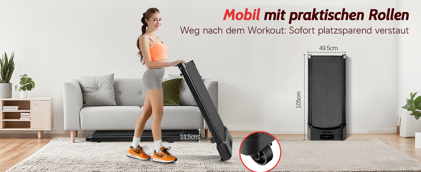 WalkingPad Klappване біговий тренажер для дому – 1-6 км/год, регулювання нахилу 0-6%, 2.0PS, LED-дисплей, без підлокітників
