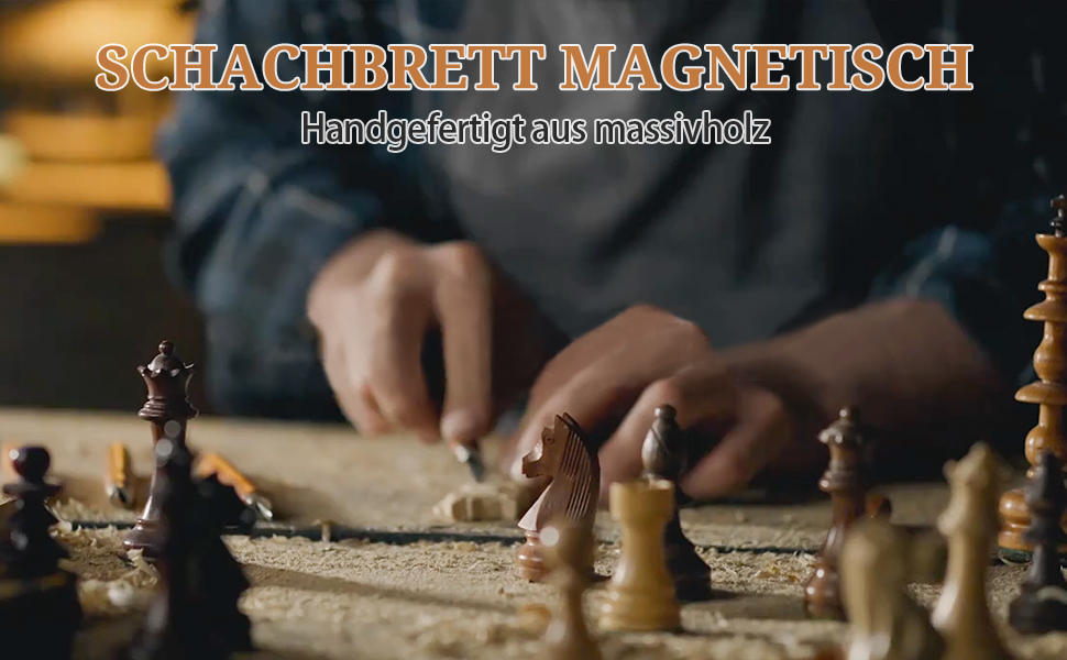 Шахи магнітні 2в1 - 39x39 см, складане шахове поле з дерева, преміум-якість, 32 фігури + 2 дами, для дорослих та дітей