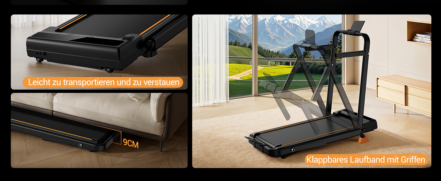 Бігова доріжка Walking Pad Lontek зі схилом 16%, 10 км/год для дому та офісу, LED дисплей, пульт ДУ, потужність 3.0 к.с., макс. навантаження 136 кг, чорна