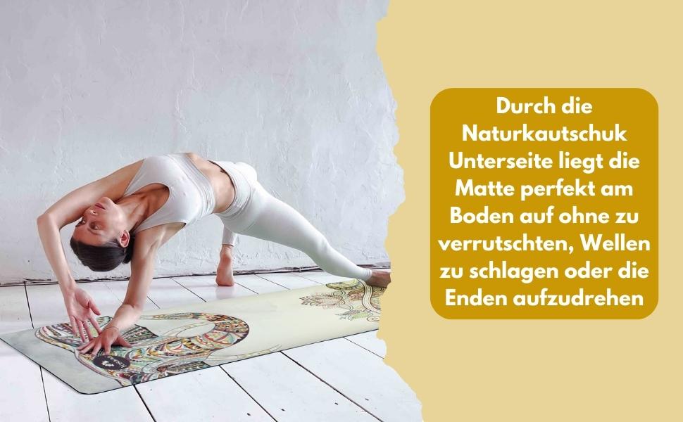 Йога мат Yosana з натурального каучуку - нековзна, екологічна, з мікрофібровою поверхнею для швидкого поглинання вологи - можна прати в машині - 183 x 68 см (Слон)