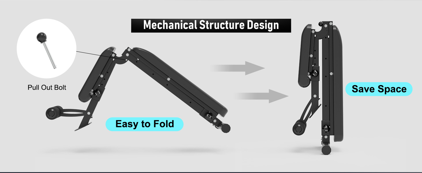 Регульована лавка для тренувань Leikefitness, складана з автоматичним блокуванням (Black 58101)