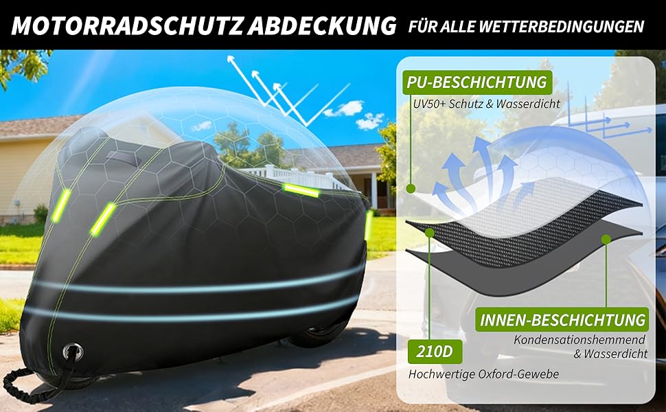 Водонепроникний чохол для мотоцикла та скутера 210D Oxford (200x105x125 см) — захисний зовнішній тент від дощу, снігу та UV-випромінювання, XXS