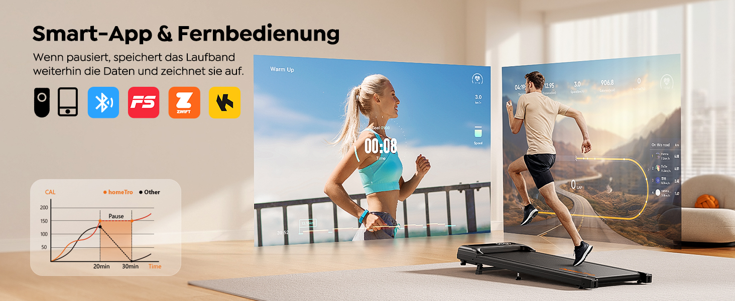 Walking Pad з нахилом 9% - компактне бігове полотно 1-8 км/год, портативне та легке у переміщенні, керування через APP та пульт дистанційного керування (з функцією паузи), без монтажу, економія місця, з LED-дисплеєм - для офісу та дому, Black Walking Pad з нахилом