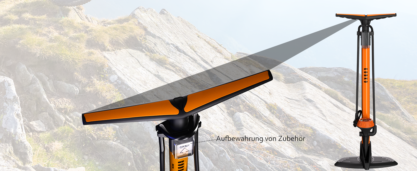 Насос для велосипеда GOBKO з манометром, 160 PSI, 11 Bar, для шосе, MTB, спортивних м'ячів, помаранчевий