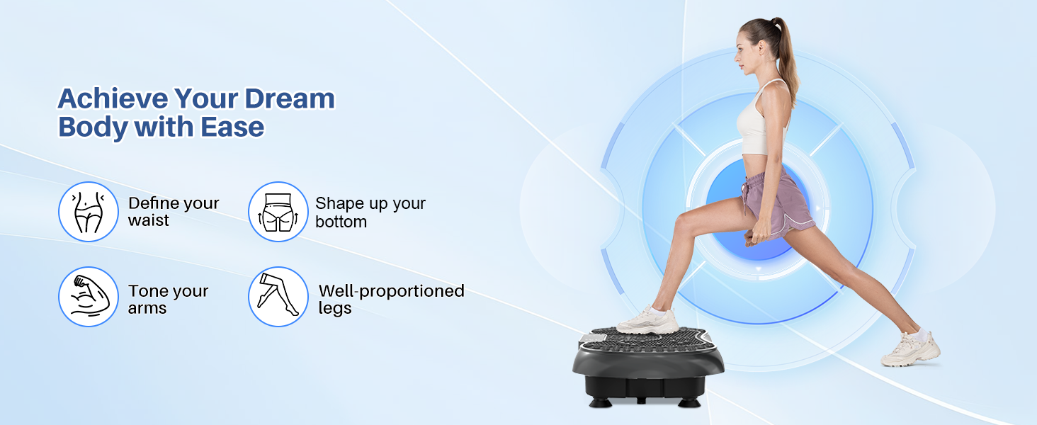 Вібраційна платформа HomeFitnessCode для жінок та чоловіків - тренажер для фітнесу вдома для схуднення та нарощування м'язів, чорний