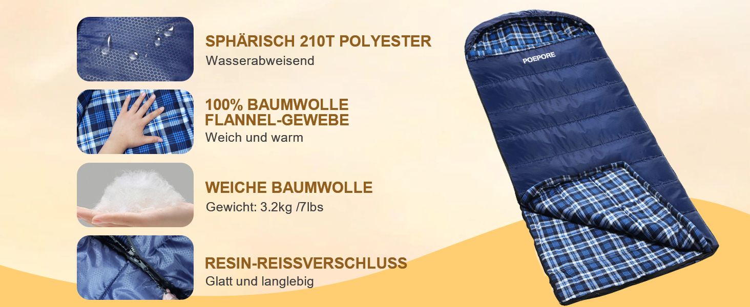 Сплячий мішок XXL для дорослих, 3-4 сезони, фланель, для кемпінгу та зимового відпочинку, 230x90 см, з сумкою, вологостійкий та теплий, блакитний