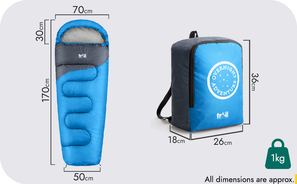 Дитячий спальний мішок Trail Mumien 3 сезони, рожевий - для кемпінгу, хлопчикам та дівчаткам, 300 г/м² з транспортним рюкзаком