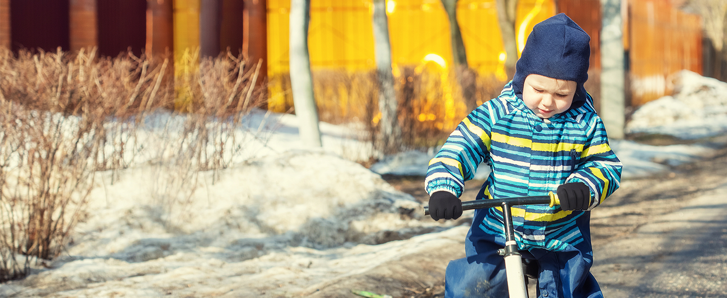 Дитячі зимові рукавички EEFOW з екраном: термо рукавички з флісу для велосипеда, бігу та прогулянок (для хлопчиків та дівчаток 4-12 років, чорний та синій, чорний та червоний)