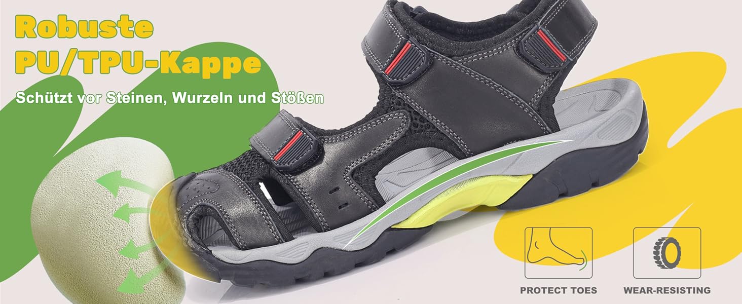 Чоловічі спортивні сандалії VisionReast для хайкінгу та активного відпочинку. Чорні сандалі для туризму та подорожей, 41 EU, з клямкою.