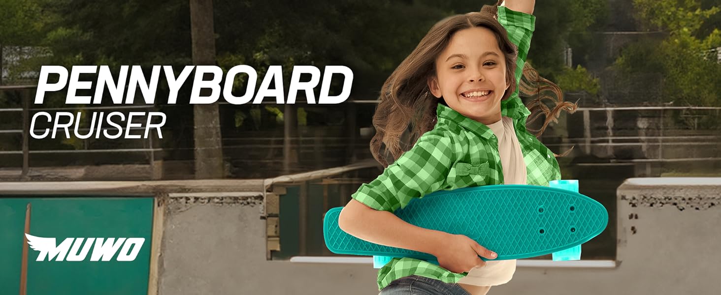 Міні-скейтборд MUWO Cruiser Penny Board, PU колеса, 55 см, червоний