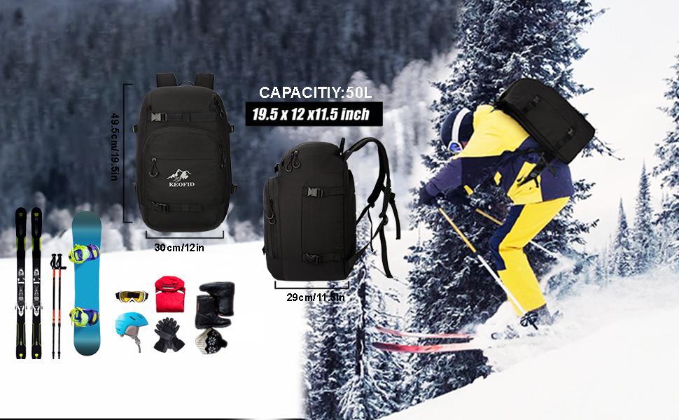 Чохол для лиж KEOFID: універсальний, 50L, для жінок та чоловіків, синій