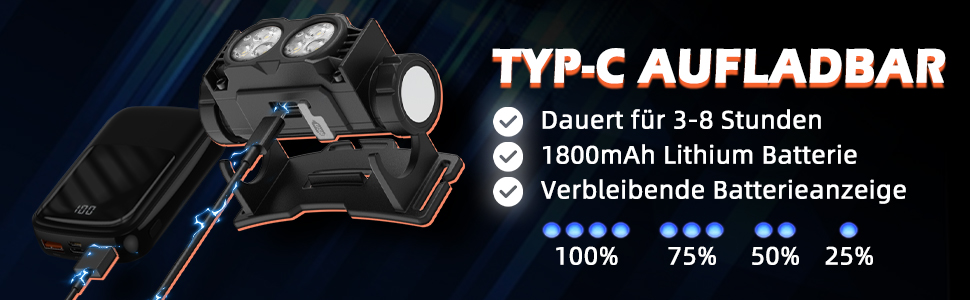 LED налобний ліхтар 2 шт. 2000 люменів, 3 режими, водонепроникний, для риболовлі, бігу, кемпінгу (чорний)
