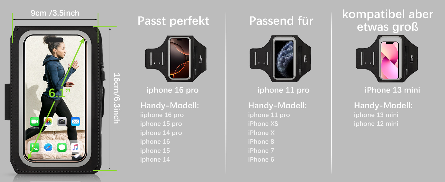 Спортивний браслет EOTW для телефону та AirPods: зручна фіксація на руці, сумісний з iPhone, Galaxy та MP3-плеєрами (5.5'-6.0')