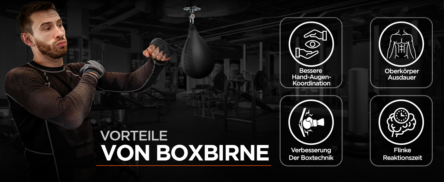 Набір для боксу RDX Boxbirne Maya Hide Leder: боксерська груша, Speedbag з кріпленням, червоний. Тренувальне обладнання для фітнесу та залу.