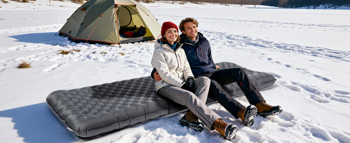 Килимок для кемпінгу HIKENTURE R-Wert 7.3 з ножною помпою, 10 см товщини, 210x64 см, 4 пори року, для туризму та наметів