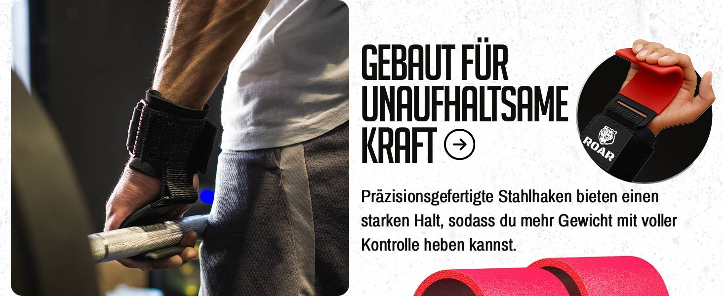 Ремінь для важкої атлетики Roar®: підтримка зап'ястя, для кросфіту, бодібілдингу, ремені для підйому тягарів, червоний