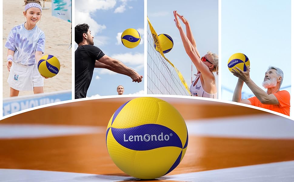 Волейбольний м'яч Lemondo PU для пляжного волейболу: м'який, водостійкий, з насосом, для гри та тренувань в приміщенні та на вулиці