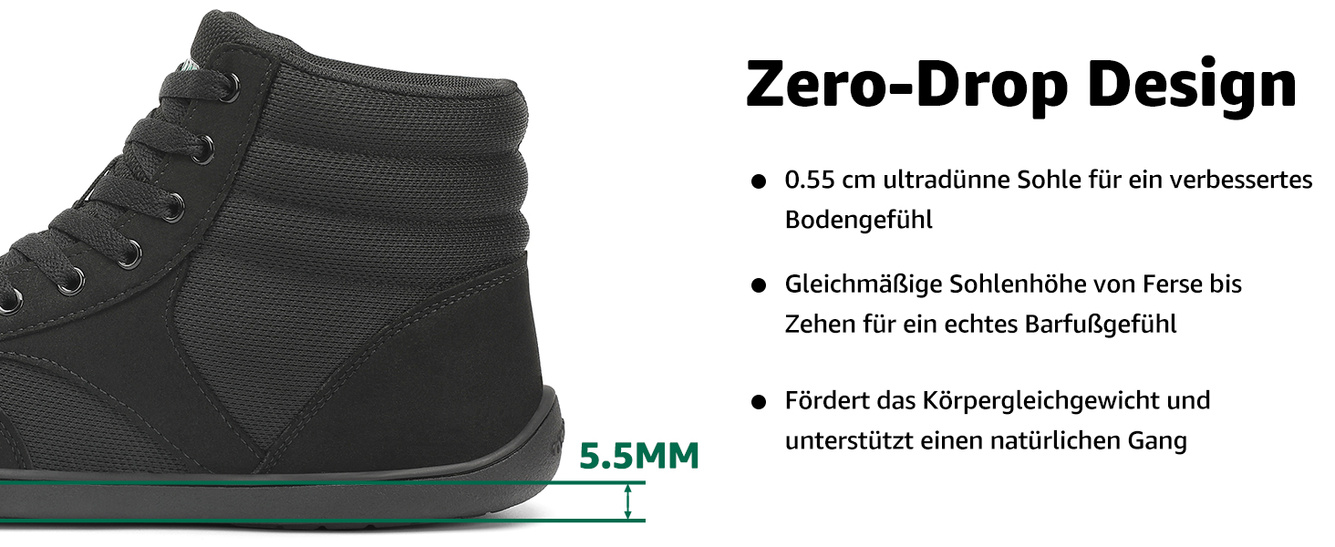 Черевики Barfußschuhe Saguaro High-Top (широка передня частина) чорні, розмір 36-48