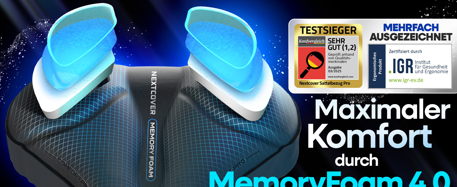 Накидка на сидіння велосипеда Nextcover® CoverPro з Memory Foam 4.0 - ергономічна гелева накладка на сидіння велосипеда - м'яка накидка для сидіння велосипеда I підстилка на сидіння велосипеда для жінок та чоловіків (City)