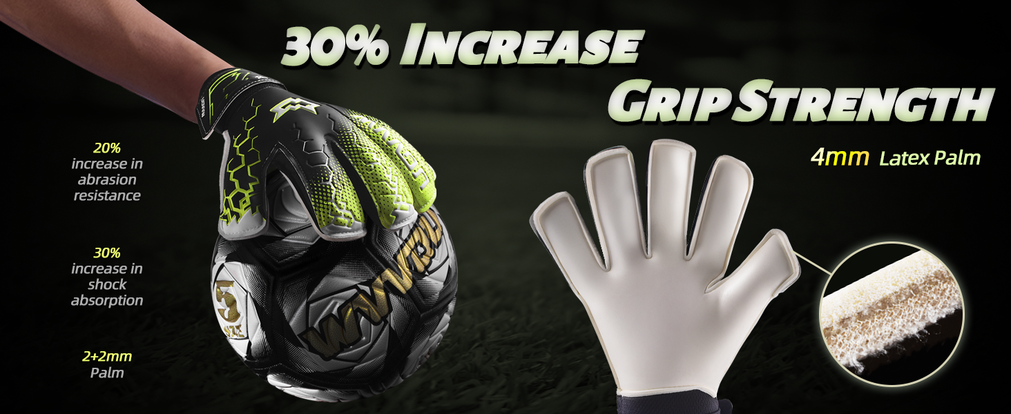 Воротарські рукавички WVVOU для дітей та дорослих, дитячі та юніорські, з технологією Fingersave, для тренувань та ігор, чорні