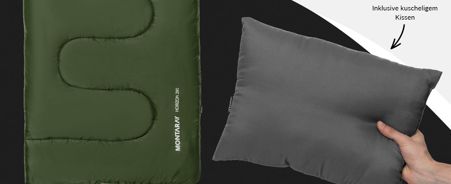 Спальний мішок для кемпінгу з капюшоном до -3°C з подушкою - зимовий та літній спальний мішок на 3-4 сезони (75 x 220 см) - для жінок та чоловіків (теплий) Зелений 280GSM