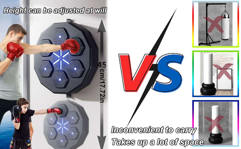 Електронна музична боксерська машина, Настінна боксерська машина, Музична машина для боксу Bluetooth Boxing Boxing, Пристрої для тренування боксу з боксерськими рукавичками, Настінний боксерський тренажер для зняття стресу вдома