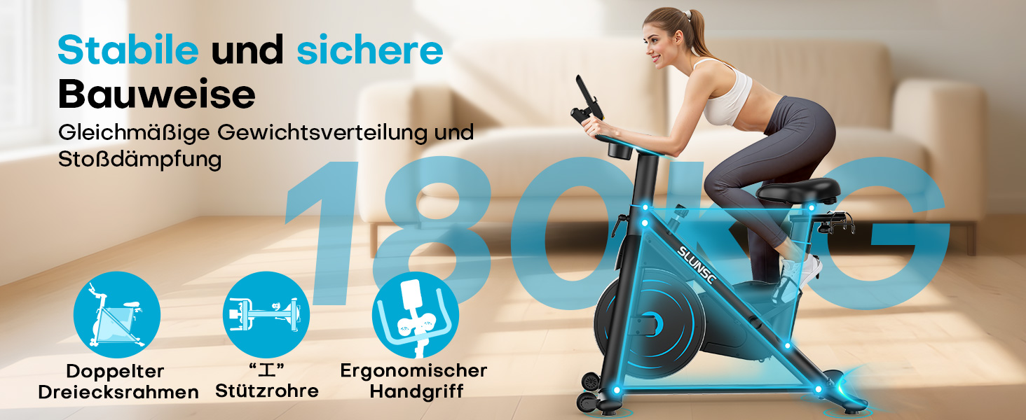 Hometrainer Neu SLUNSE 2025: велотренажер з магнітним опором, LCD-дисплеєм, підтримкою додатків та вагою до 180 кг (зелений/синій)