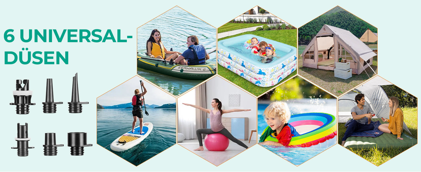 Електричний насос для SUP-дошки AGPTEK: акумуляторний, 20PSI, автоматичне відключення, 12V, для SUP та човнів
