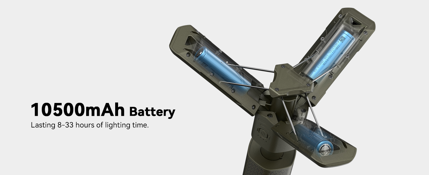 Ліхтар для кемпінгу Mytrix з акумулятором 10000mAh та магнітною основою. Ідеально для пригод, походу, кемпінгу, стрімінгу. Телескопічний, складаний, зелений