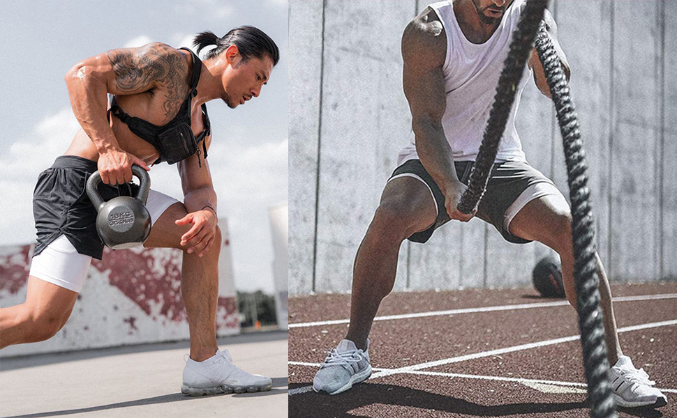 Шорти спортивні чоловічі для бігу 2 в 1, сірі. Короткі спортивні шорти для фітнесу та тренувань з вбудованою кишенею