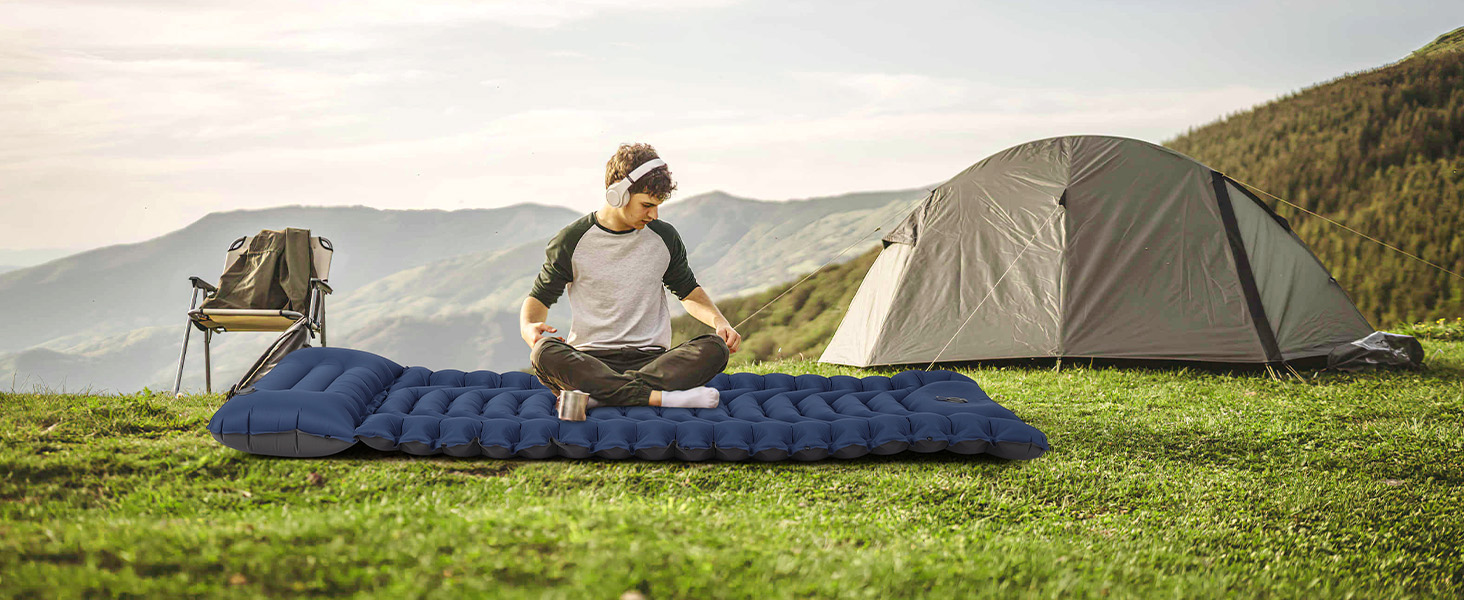 Килимок для кемпінгу Hausprofi Isomatte: ультралегкий надувний матрац з насосом та подушкою для відпочинку на природі