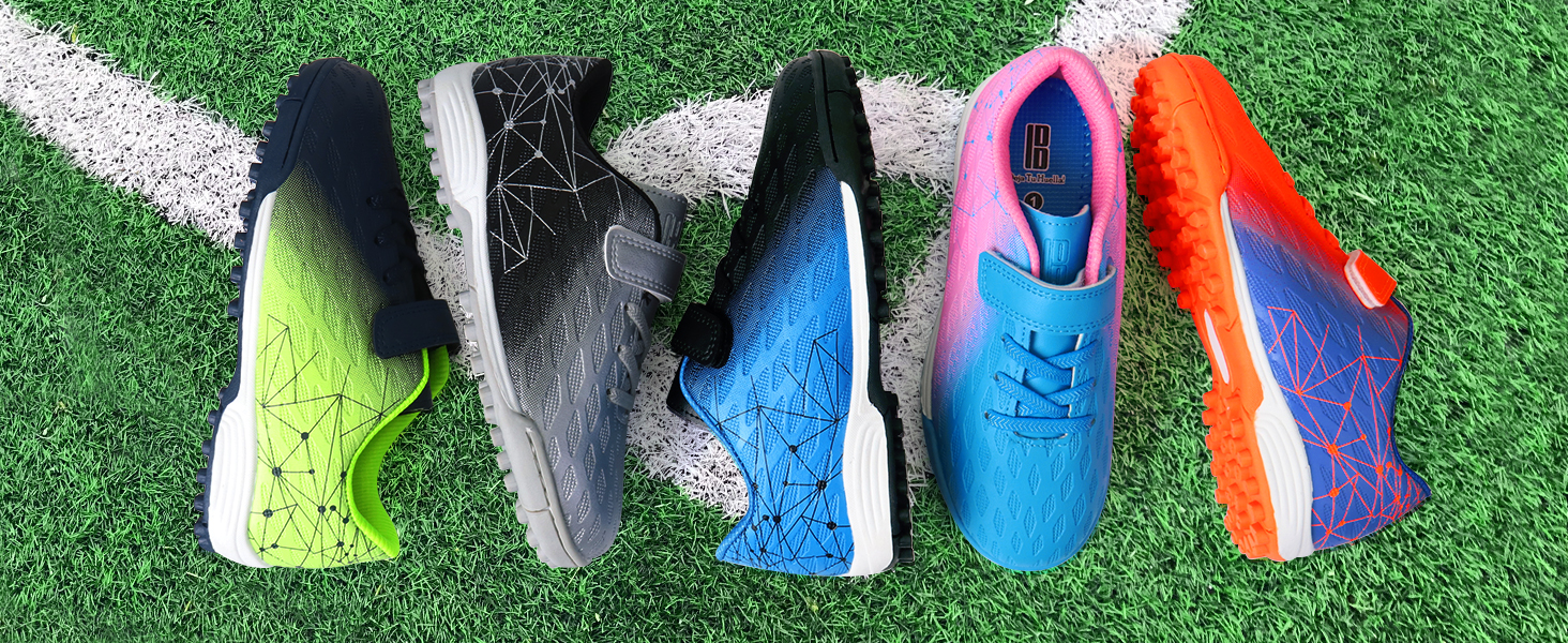 Дитячі футбольні бутси JABASIC для штучного покриття, для хлопчиків та дівчаток, розмір EU 25, кольори: морський, лимонний, помаранчевий, блакитний