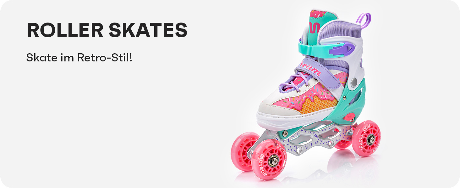 Дитячі ролики 4-в-1 Meteor Mermaid – регульовані, ABEC-7, PU-колеса, алюмінієвий фрейм, розміри XS-M